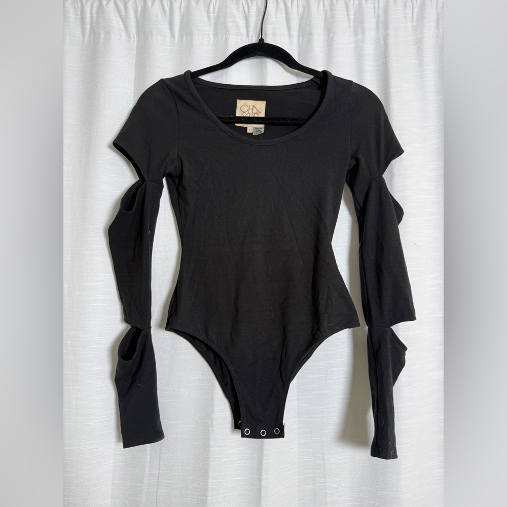 Chaser Black Long Sleeve Cutout Bodysuit Snap Closure | Size XS - Picture 4 of 10